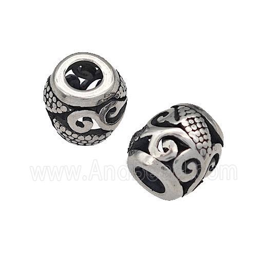 316 Stainless Steel Barrel Beads Hollow Large Hole Antique silver