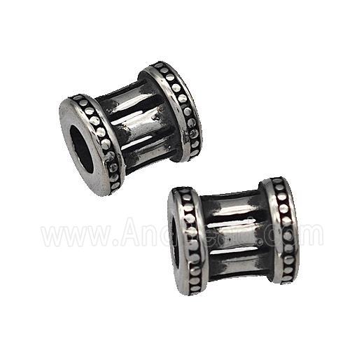 316 Stainless Steel Tube Beads Hollow Large Hole Antique silver