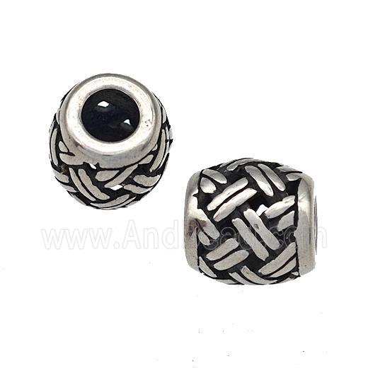 Stainless Steel Barrel Beads Hollow Large Hole Antique Silver