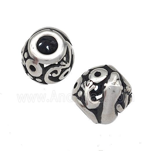 Stainless Steel Barrel Beads Cabrite Hollow Large Hole Antique Silver