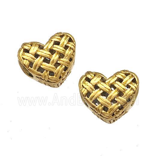 Stainless Steel Heart Beads Hollow Large Hole Gold Plated