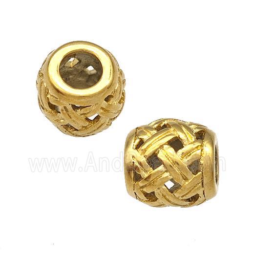 Stainless Steel Barrel Beads Hollow Large Hole Gold Plated