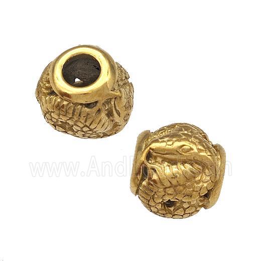 Stainless Steel Barrel Beads Hollow Large Hole Gold Plated