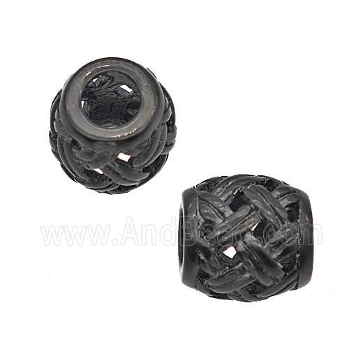 Stainless Steel Barrel Beads Large Hole Hollow Black Plated