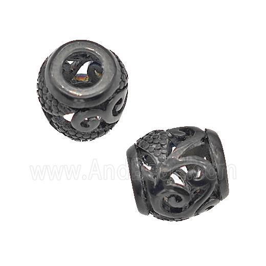 Stainless Steel Barrel Beads Cross Large Hole Hollow Black Plated