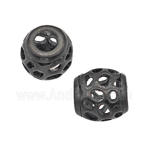 Stainless Steel Barrel Beads Large Hole Hollow Black Plated