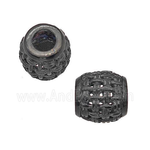 Stainless Steel Barrel Beads Large Hole Hollow Black Plated