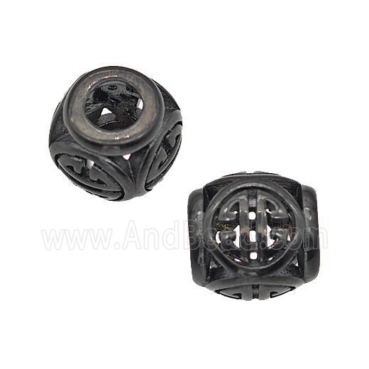 Stainless Steel Barrel Beads Large Hole Hollow Black Plated