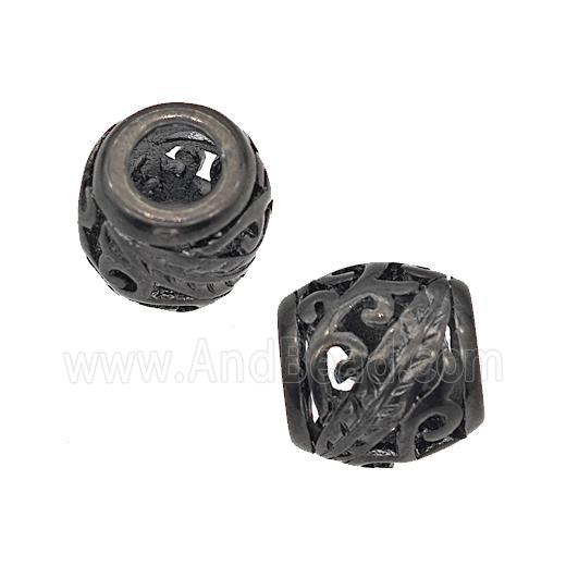 Stainless Steel Barrel Beads Large Hole Hollow Black Plated
