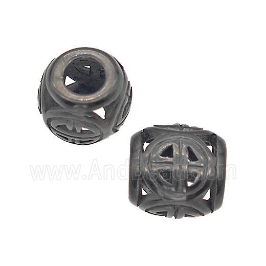 Stainless Steel Barrel Beads Large Hole Hollow Black Plated
