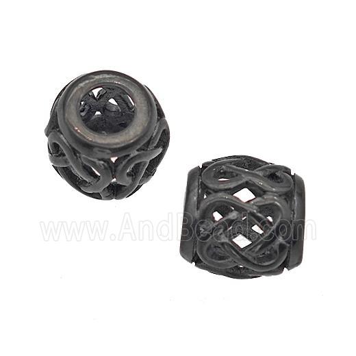 Stainless Steel Barrel Beads Large Hole Hollow Black Plated