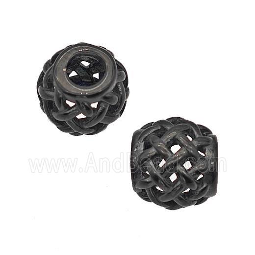 Stainless Steel Round Beads Large Hole Hollow Black Plated