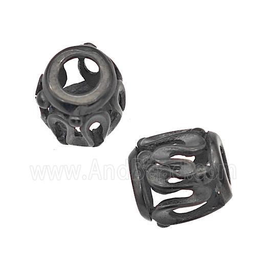 Stainless Steel Barrel Beads Large Hole Hollow Black Plated