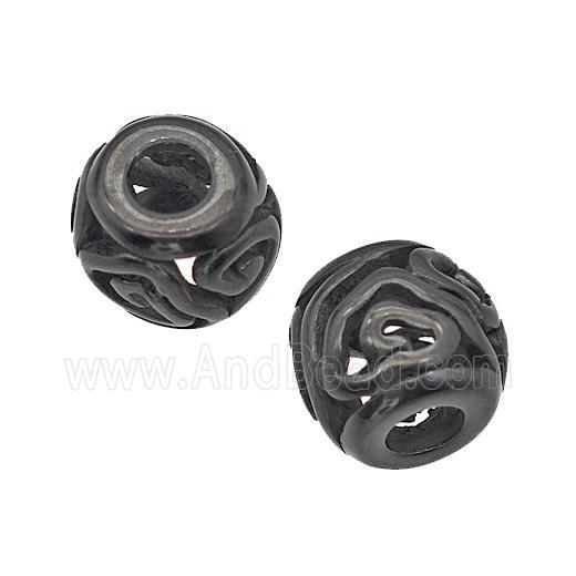 Stainless Steel Barrel Beads Cloud Large Hole Hollow Black Plated