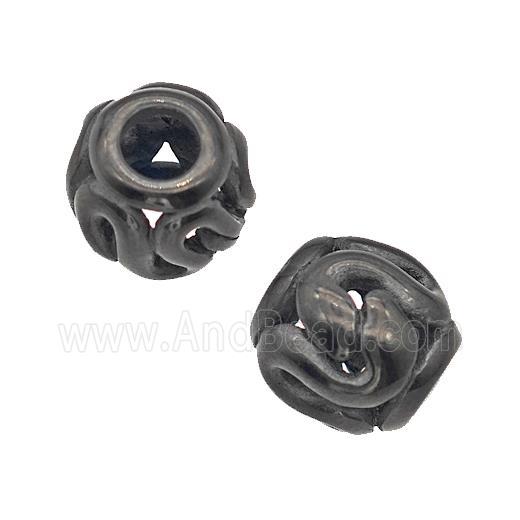 Stainless Steel Barrel Beads Snake Large Hole Hollow Black Plated
