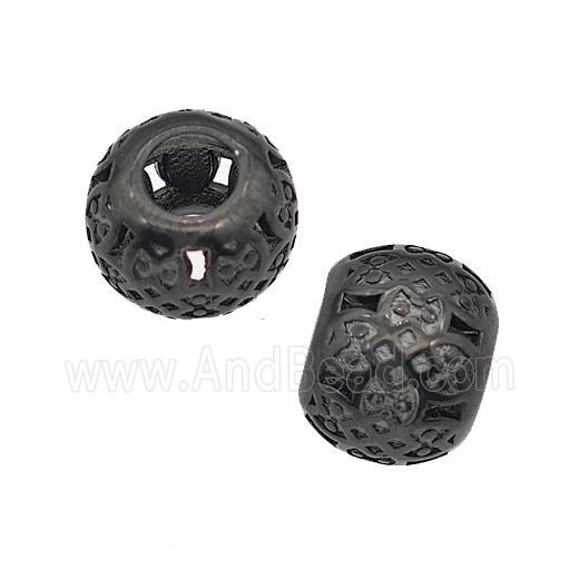 Stainless Steel Round Beads Large Hole Hollow Black Plated
