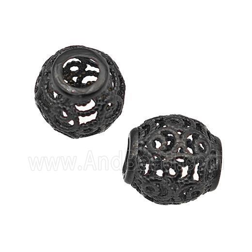 Stainless Steel Barrel Beads Large Hole Hollow Black Plated