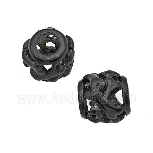Stainless Steel Barrel Beads Dog-bone Large Hole Hollow Black Plated