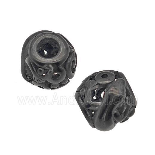 Stainless Steel Barrel Beads Cabrite Large Hole Hollow Black Plated