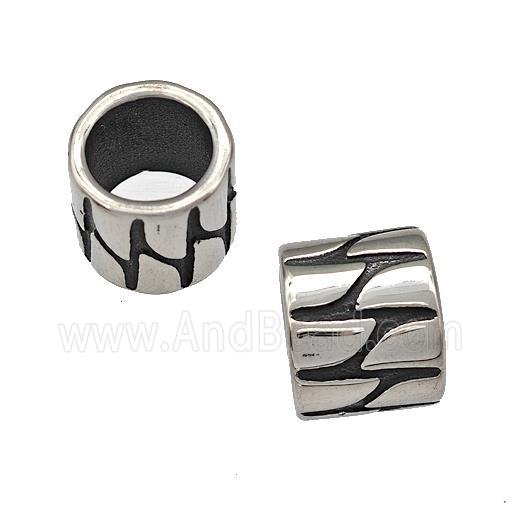 Stainless Steel Column Beads Tube Large Hole Antique Silver