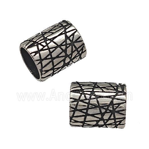Stainless Steel Tube Beads Large Hole Column Antique Silver