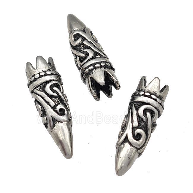 Stainless Steel Bullet Pendant No-Hole Antique Silver