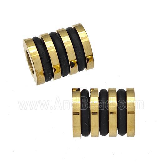 Stainless Steel Tube Beads Large Hole Column Gold Plated