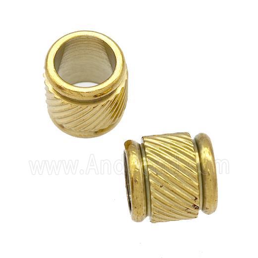 Stainless Steel Tube Beads Large Hole Column Gold Plated