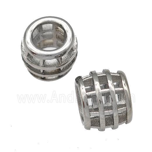 Raw Stainless Steel Barrel Beads Hollow Large Hole