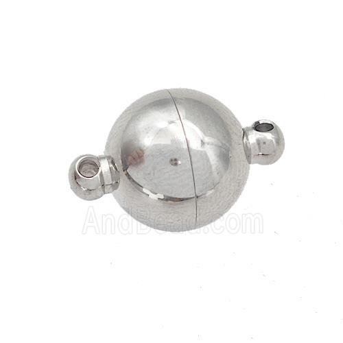 Raw Stainless Steel Magnetic Clasp Round Ball