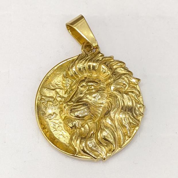 201 Stainless Steel Lion Pendant Gold Plated