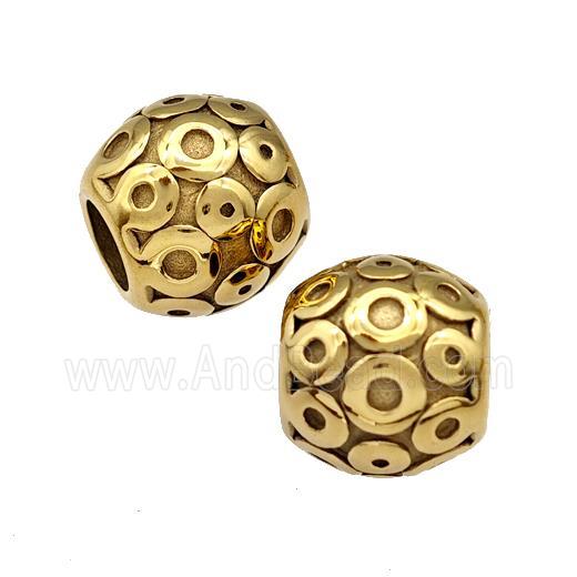 Stainless Steel Barrel Beads Large Hole Gold Plated