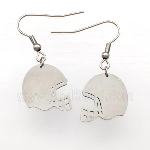 Raw Stainless Steel Hook Earrings Football Helmet Sport Blank