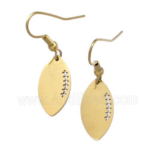 Stainless Steel Football Hook Earrings Sport Gold Plated