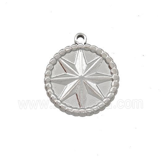 Raw Stainless Steel Compass Pendant