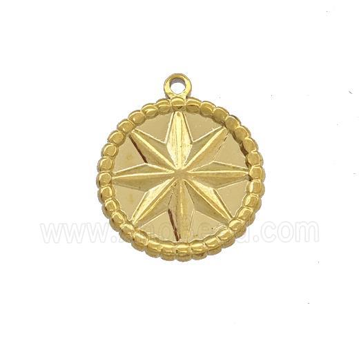 Stainless Steel Compass Pendant Gold Plated