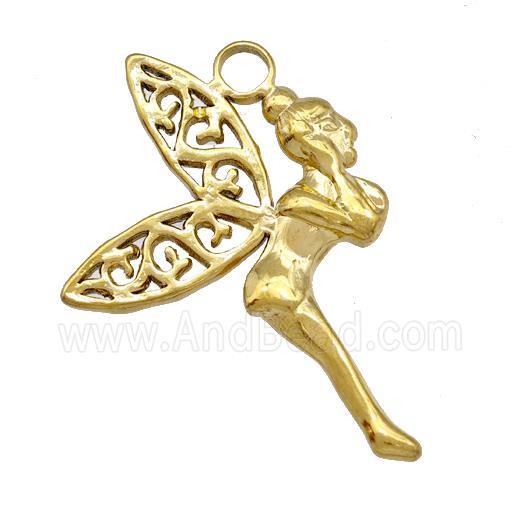 Stainless Steel Fairy Charms Pendant Gold Plated