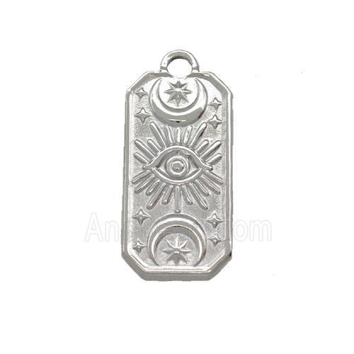 Raw Stainless Steel Eye Charms Pendant Rectangle