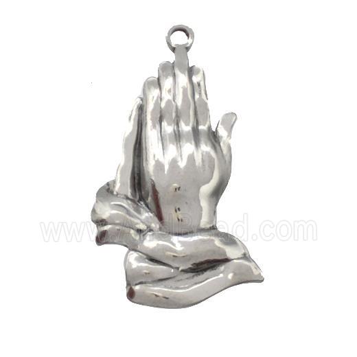 Raw Stainless Steel Prayer Hands Pendant