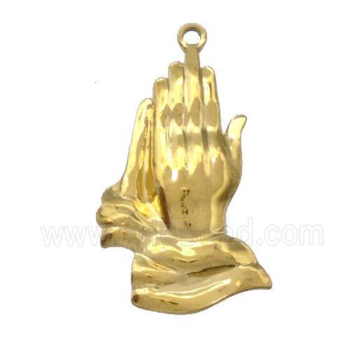Stainless Steel Prayer Hands Pendant Gold Plated