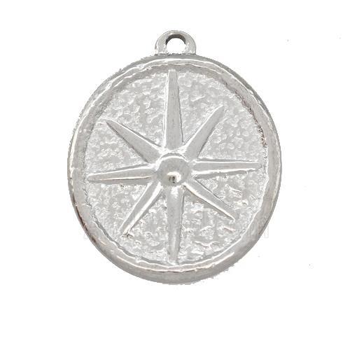Raw Stainless Steel Compass Pendant