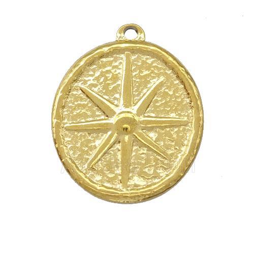 Stainless Steel Compass Pendant Gold Plated