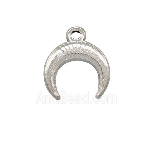 Raw Stainless Steel Crescent Pendant Horn