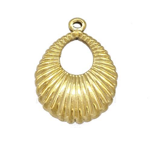 Stainless Steel Teardrop Pendant Hollow Gold Plated