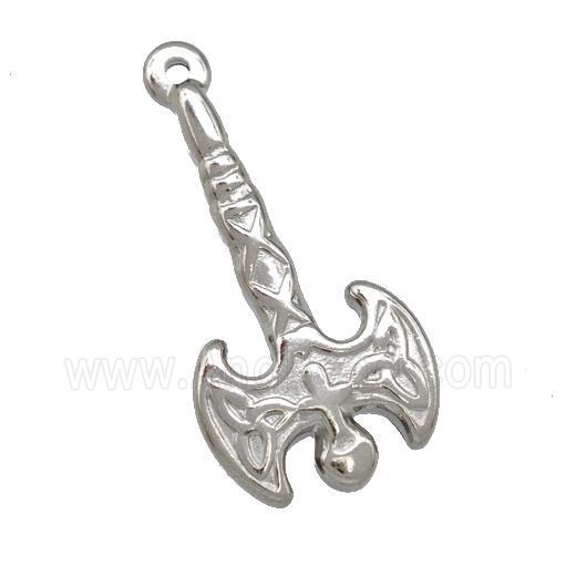 Raw Stainless Steel Battle Axe Charms Pendant