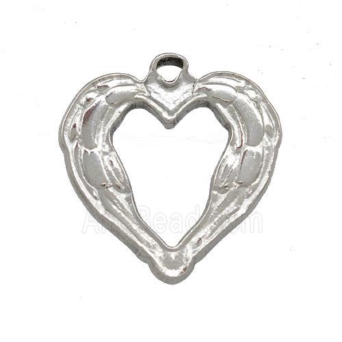 Raw Stainless Steel Heart Pendant Hollow