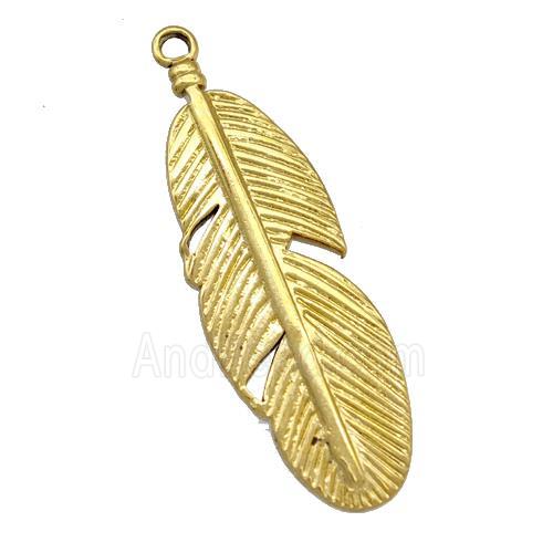 Stainless Steel Feather Pendant Gold Plated