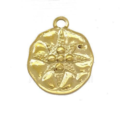 Stainless Steel Circle Pendant Mystic Star Gold Plated