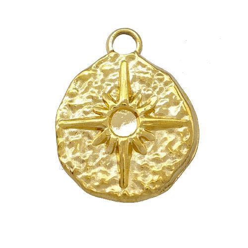 Stainless Steel Sunburst Pendant Circle Gold Plated