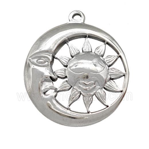 Raw Stainless Steel Sun Moon Charms Pendant